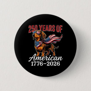 250 Jahre 1776–2026 USA-Flagge Hund Dachshund 4. Button