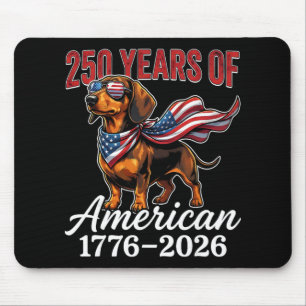 250 Jahre 1776–2026 USA-Flagge Hund Dachshund 4. Mousepad
