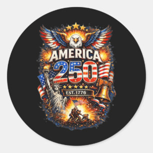 250 Jahre Amerika 1776 2026 250. Geburtstag der US Runder Aufkleber