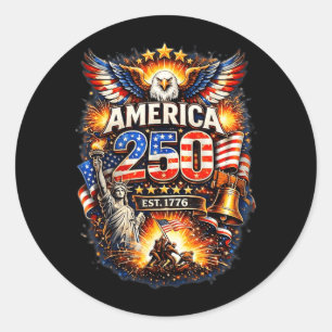 250 Jahre Amerika 1776 2026 250. USA Geburtstag Runder Aufkleber