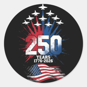 250 Jahre Amerika 1776 2026 4. Juli 250. USA Runder Aufkleber