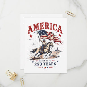 250 Jahre Amerika 1776 2026 Patriotischer Cowboy Einladungspostkarte