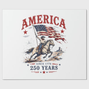 250 Jahre Amerika 1776 2026 Patriotischer Cowboy Geschenkpapier
