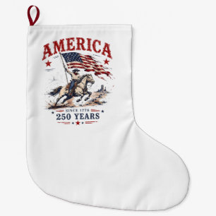250 Jahre Amerika 1776 2026 Patriotischer Cowboy Großer Weihnachtsstrumpf