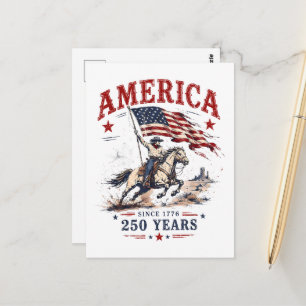 250 Jahre Amerika 1776 2026 Patriotischer Cowboy  Postkarte