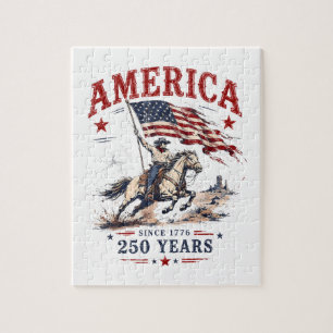250 Jahre Amerika 1776 2026 Patriotischer Cowboy Puzzle