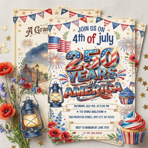 250 Jahre Amerika 4. Juli Party-Einladung Einladung