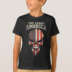 250 Jahre Amerika 4. Juli USA-Flagge Totenkopf T-Shirt