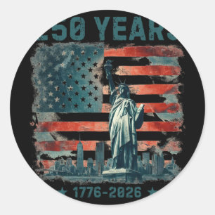 250 Jahre Amerika-Jubiläum 1776 2026 Statue der  Runder Aufkleber