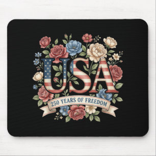 250 Jahre Amerika Jubiläumsblumen USA 250. Bi Mousepad