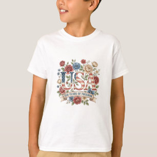 250 Jahre Amerika Jubiläumsblumen USA 250. Bi T-Shirt