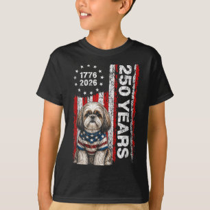 250 Jahre Amerika Shih Tzu Patriotisch USA Dom 4. T-Shirt