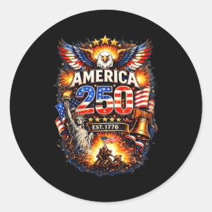 250 Jahre amerikanisch 1776 2026 250. USA Geburtst Runder Aufkleber