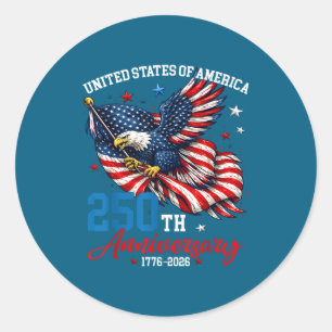 250 Jahre amerikanisch 250. Jubiläum us usa Flagge Runder Aufkleber