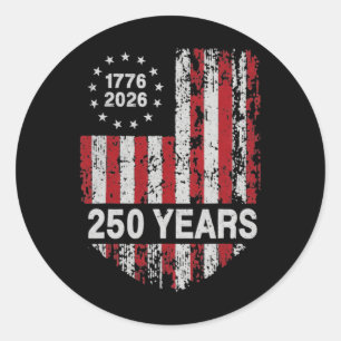 250 Jahre Amerikanisch 250. Jubiläum USA US-Flagge Runder Aufkleber