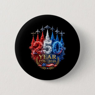250 Jahre Amerikanisch 250. USA Patriotisch 4. Jul Button