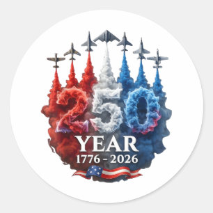 250 Jahre Amerikanisch 250. USA Patriotisch 4. Jul Runder Aufkleber