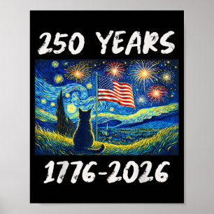 250 Jahre Amerikanische Flagge 1776-2026 Katze Ste Poster