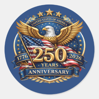 250 Jahre Amerikanische Unabhängigkeit Patriotisch Runder Aufkleber