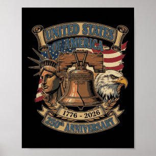 250 Jahre Amerikanischer Patriotischer Adler 4. Ju Poster