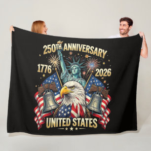 250 Jahre Amerikanisches Jubiläum 1776-2026 USA-Fl Fleecedecke