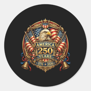 250 Jahre Amerikanisches Jubiläum 1776-2026 USA-Fl Runder Aufkleber