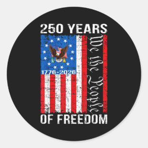 250 Jahre amerikanisches Jubiläum 250.  USA US-Fla Runder Aufkleber