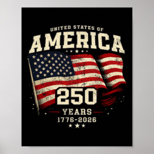 250 Jahre Amerikanisches Jubiläum USA-Flagge 1776 Poster