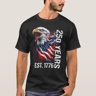 250 Jahre Est 1776 Vintage Weißkopfseeadler USA-Fl T-Shirt