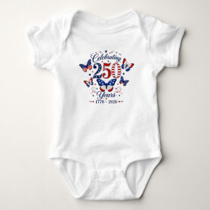 250 Jahre feiern Patriotischer Schmetterling Thema Baby Strampler
