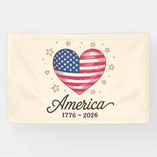 250 Jahre Flagge Herz 1776 2026 250. 4. Juli Banner