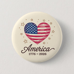 250 Jahre Flagge Herz 1776 2026 250. 4. Juli Button