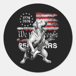 250 Jahre Flagge Labrador spielt Gitarre - Lustig Runder Aufkleber