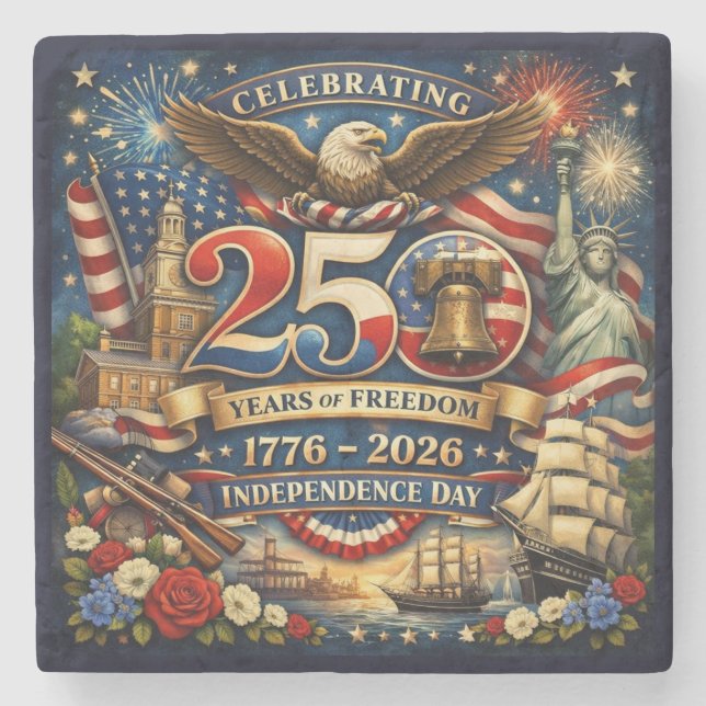 250 Jahre Freiheit (1776–2026) Steinuntersetzer (Vorderseite)