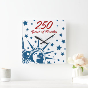 250 Jahre Freiheit Alles Gute zum Geburtstag USA P Quadratische Wanduhr