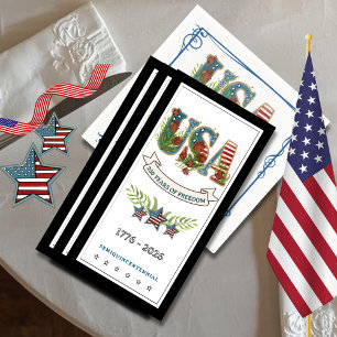 250 Jahre Freiheit Elegante Patriotische Schwarze Serviette