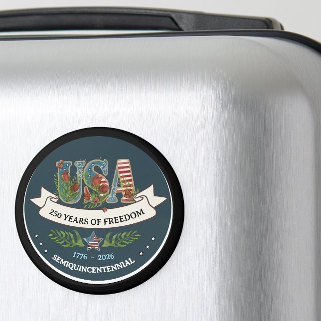 250 Jahre Freiheit Elegantes patriotisches Blau Magnet (250 Years of Freedom Elegant Patriotic Blue Magnet)