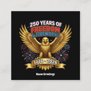 250 Jahre Freiheit & Feuerwerk Quadratische Visitenkarte