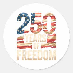 250 Jahre Freiheit Patriotische USA Amerikanische Runder Aufkleber