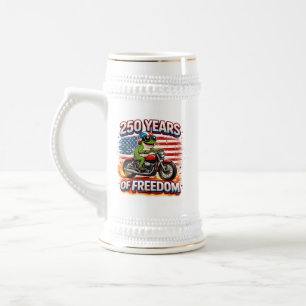 250 Jahre Freiheit Patriotischer Frosch Biker USA Bierglas