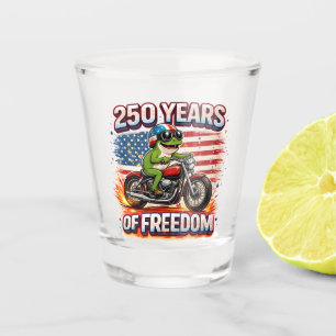 250 Jahre Freiheit Patriotischer Frosch Biker USA Schnapsglas