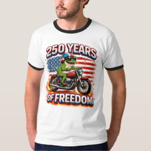 250 Jahre Freiheit Patriotischer Frosch Biker USA T-Shirt