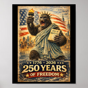 250 Jahre Freiheit Vintage Kaiju Monster 4. Juli Poster