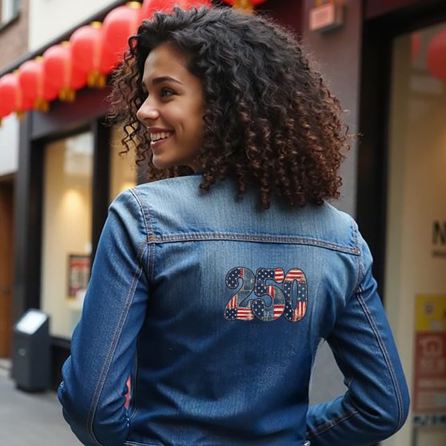 250 Jahre Freiheits-Faux-Patchwork Jeansjacke (Von Creator hochgeladen)