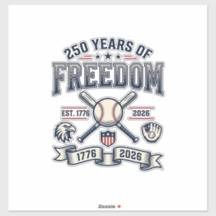250 Jahre Freiheits-Patriotisches Baseball-Design_ Aufkleber