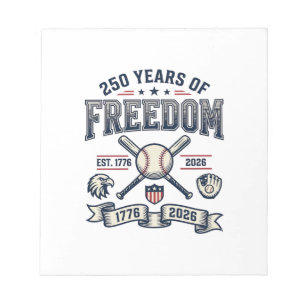 250 Jahre Freiheits-Patriotisches Baseball-Design_ Notizblock