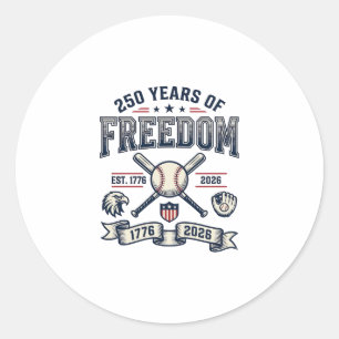 250 Jahre Freiheits-Patriotisches Baseball-Design_ Runder Aufkleber