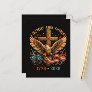 250 Jahre Glaube und Freiheit Patriotischer Adler Feiertagspostkarte