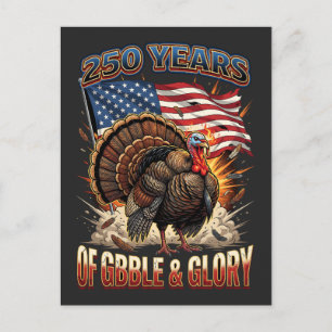 250 Jahre Gobble & Glory Truthahn-Kunst Feiertagspostkarte