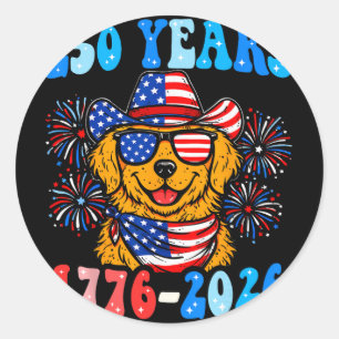 250 Jahre Golden Retriever 1776-2026 250. Jubiläum Runder Aufkleber